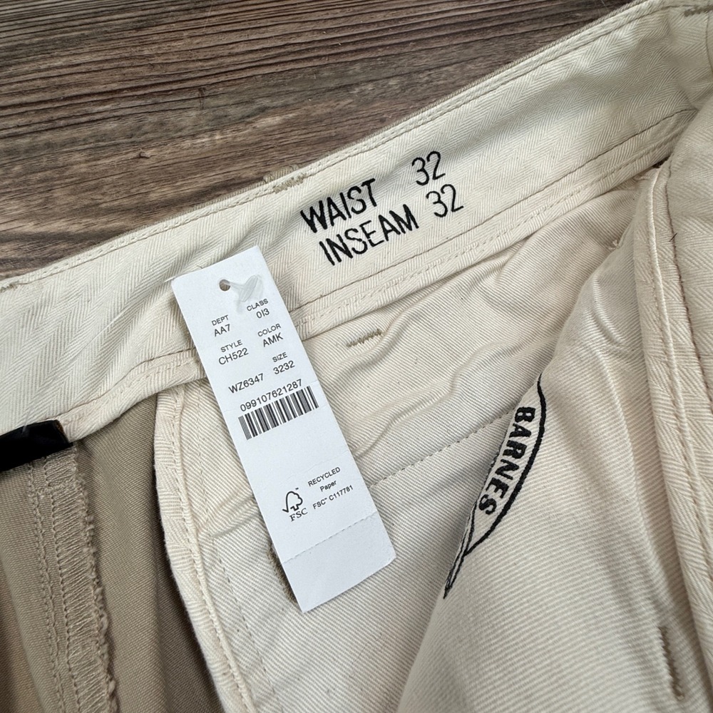 J.Crew Wallace & Barnes Mens Size 32x32 Officer Chino Pants Khaki Selvedge NWT - Picture 4 of 13